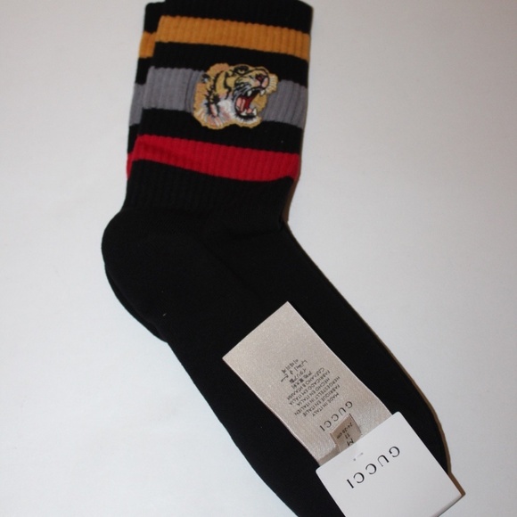 Gucci Little Williams Tiger Mid-Calf Embroidered Socks Black Mens Size Medium/11 - Picture 2 of 9
